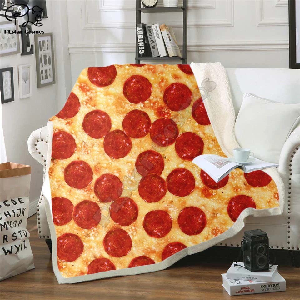 

Pizza Fleece Blanket Plush 3d Printed for Adults Sofa Sherpa Fleece Bedspread Wrap Throw Blanket