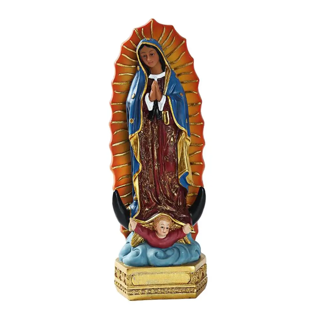 Piękna statua naszej pani z Guadalupe maryi panny rzeźba figurka z żywicy prezent Xmas Home Desk Display Ornament dekoracyjny