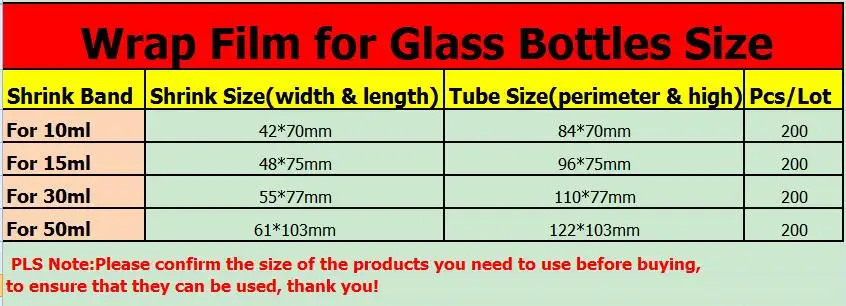 200Pcs Heat Shrink Wrap for 10ml 15ml 30ml 50ml Glass Dropper Bottle Shrink Wrap Bands Easy Use, Make Products Professional