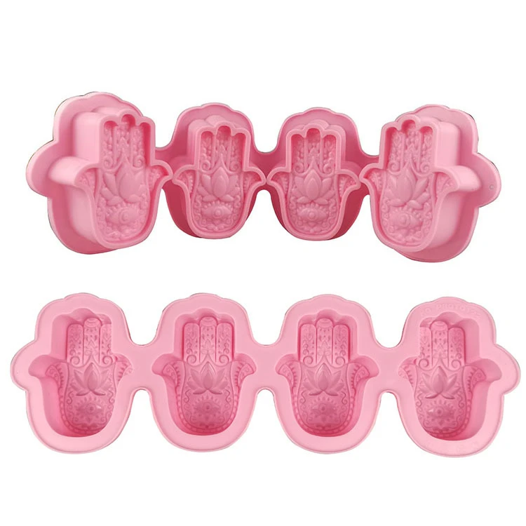 Lotus Hamsa Hand Epoxy Resin Silicone Cake Mold Hand of Fatima Candle Soap Molds Chocolate Tool M086