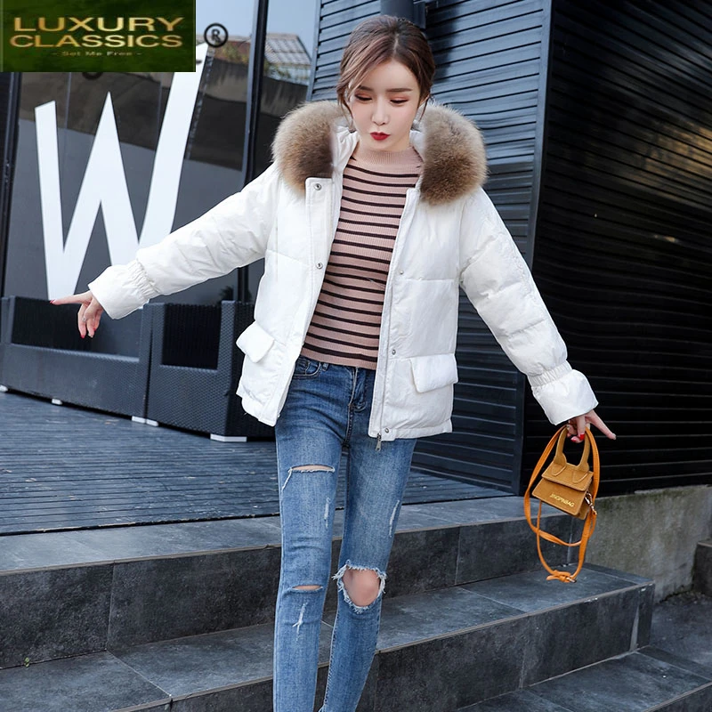 

Coat Winter Female Down Brand Clothes 2021 Warm Duck Down Jacket Women Fashion Down Parka Raccoon Fur Coats Hiver LW1698