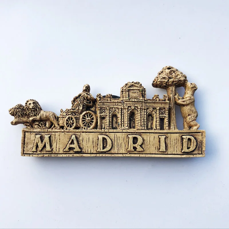 (Madrid Spain)Fridge Magnet Creative Travel Commemorate Crafts 3D Ornaments Magnetism Resin Material Refrigerator Stickers