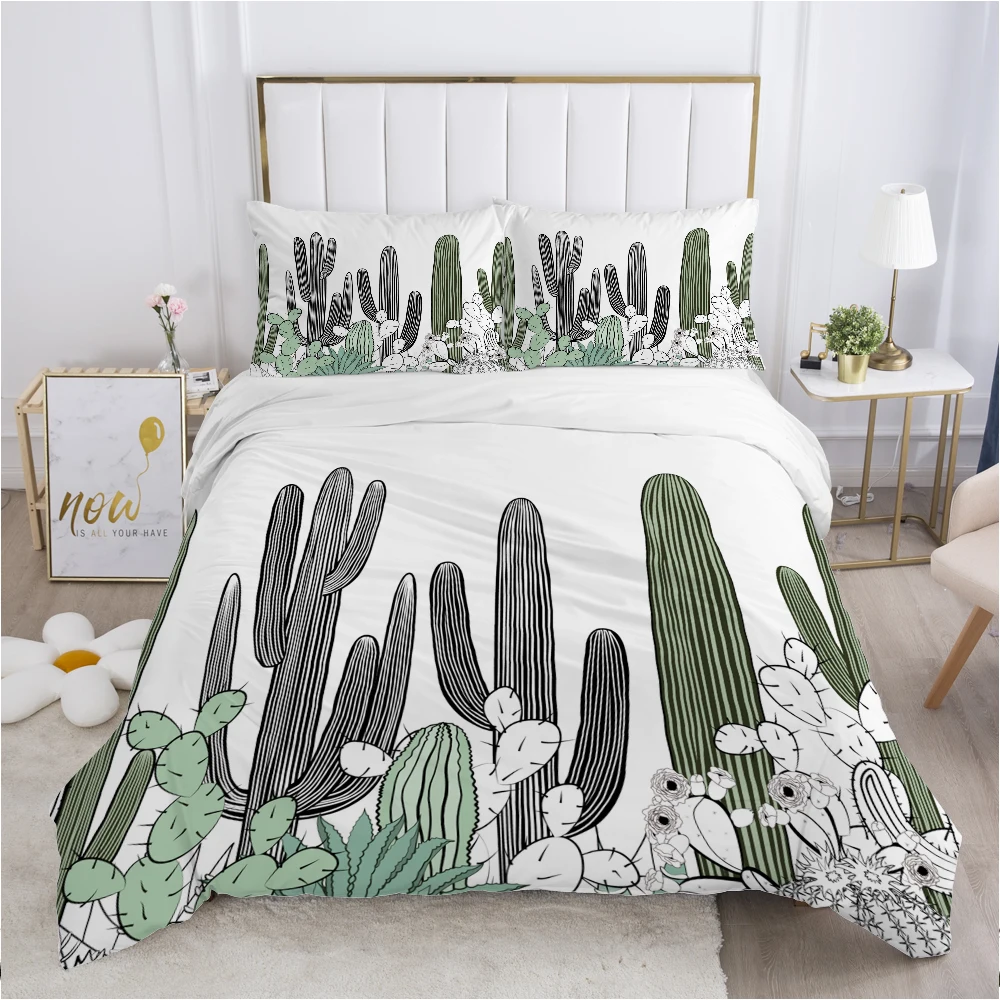 Nordic bedding set Duvet cover set pillow case 50x75 Bed linens Bed cover 220x240 140x200 150*200 Multicolor cactus