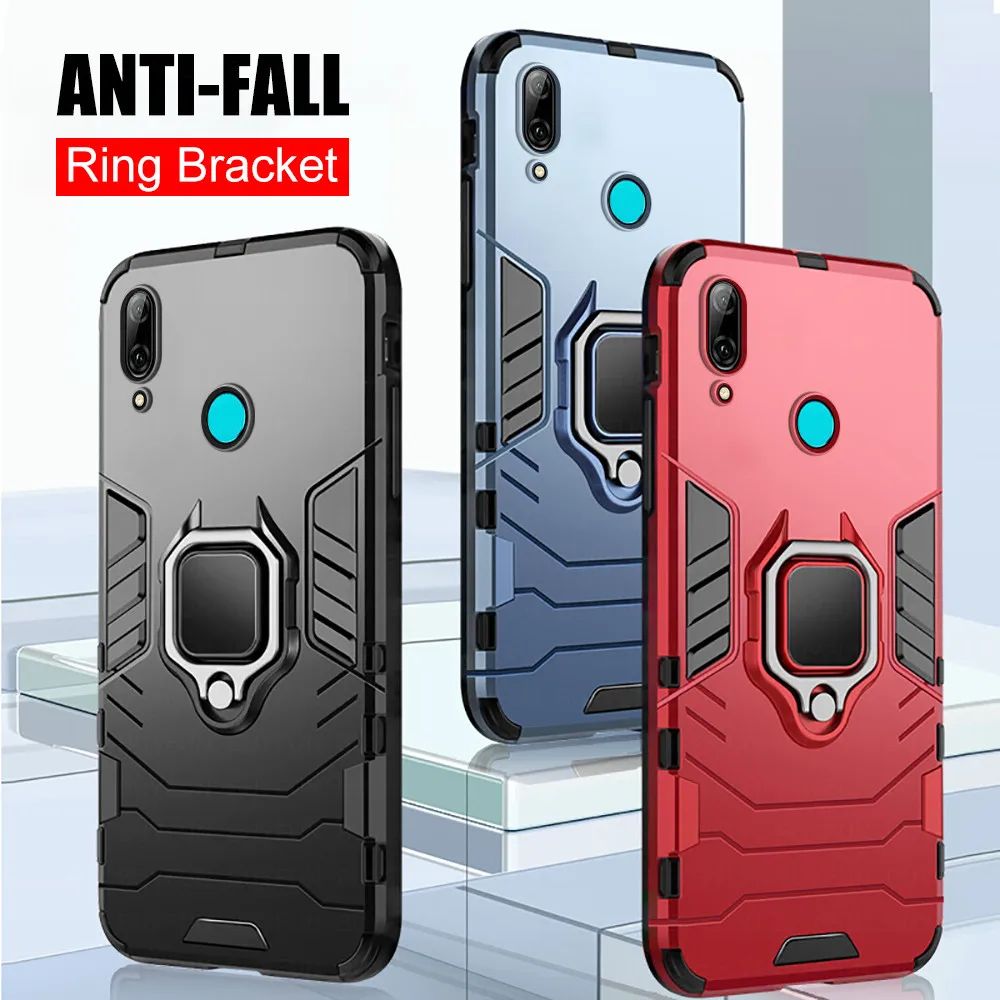 Armored finger ring bracket magnetic phone case for Huawei P Smart Plus 2019 2018 P Smart Z Psmart Pro 2019 stand anti-fall Case