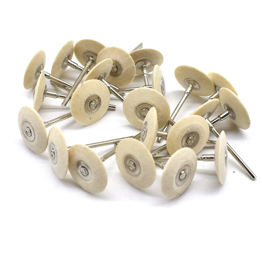 

50PCS High Quality White Velvet Wheel Brush Felt Wheel 2.35mm Shank Rotary Round Polishing Buffing Tool