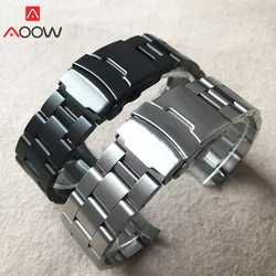 Solid Stainless Steel Strap 20mm 22mm Curved End Folding Buckle 3 Pointer Men Replacement Bracelet Wrist Band Watch Accessories