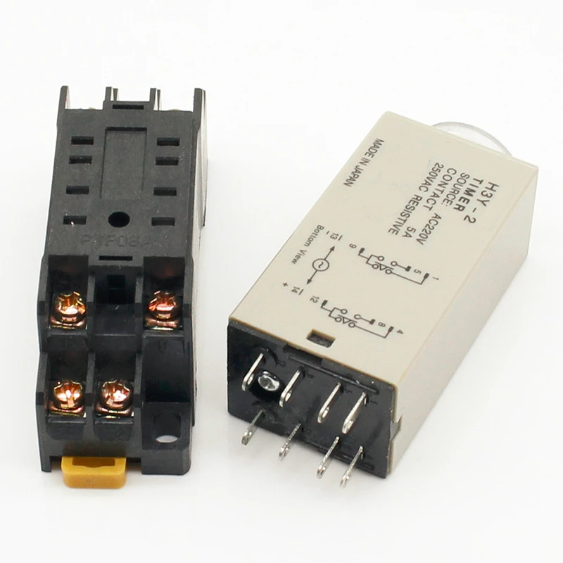 1Pcs H3Y-2 AC 220V Delay Timer Waktu Relay 0 - 30 Menit/Detik dengan Dasar Gratis Pengiriman