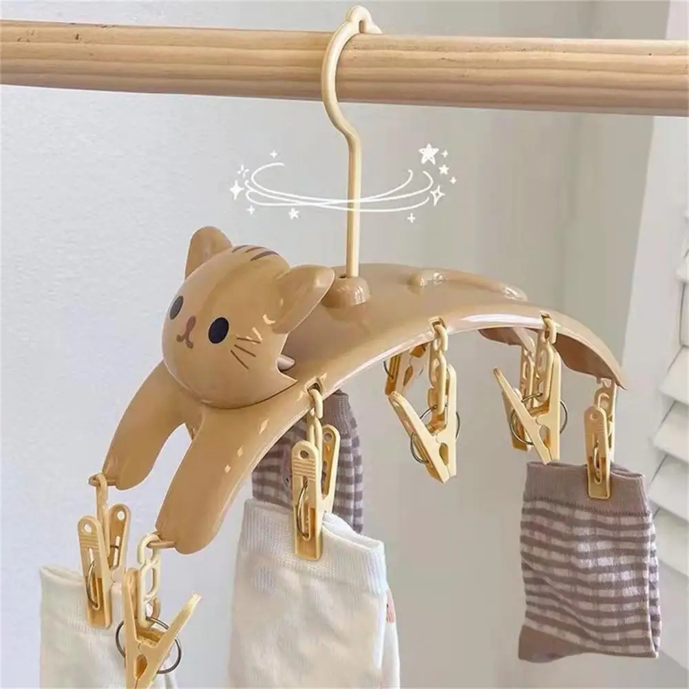 Socks Rack Khaki Drying Rack Cat Shape Portable  Fashion Rotatable Multi-Use Hanger Rack