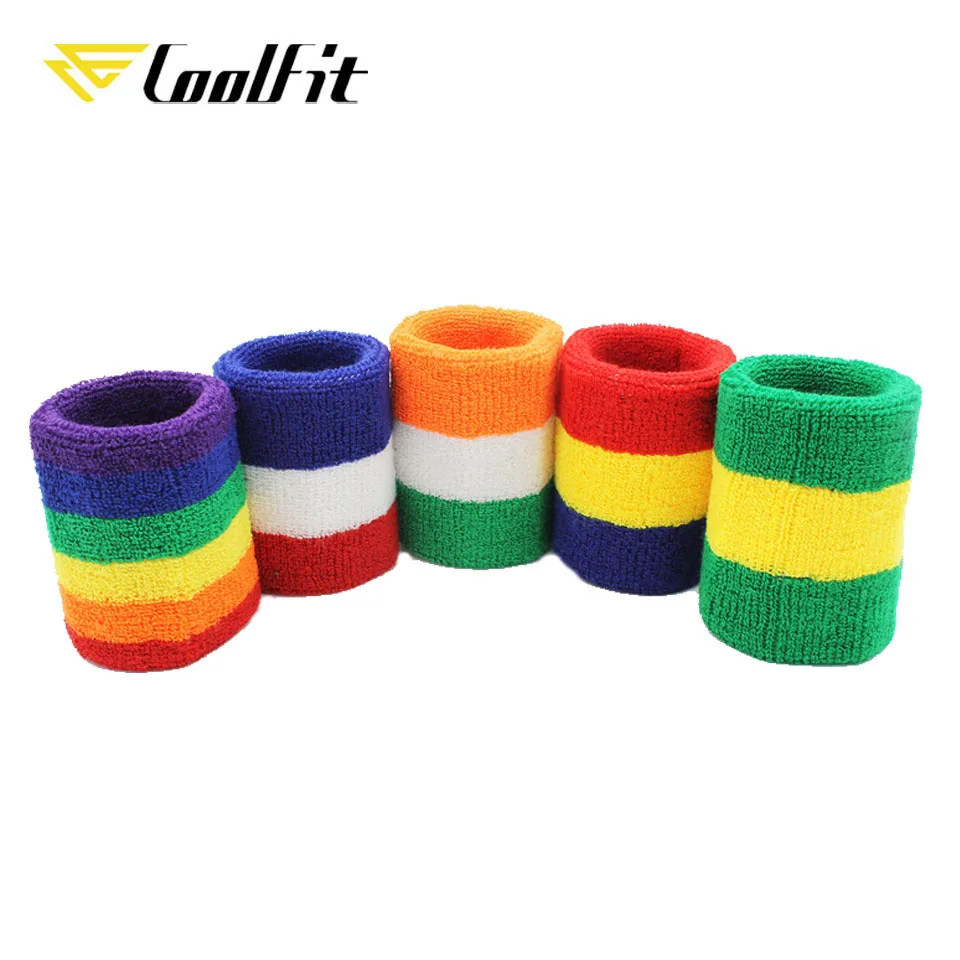 CoolFit Cotton Unisex Sport Sweatband Wristband Wrist Protector Running Badminton Basketball Brace Terry Cloth Sweat Band