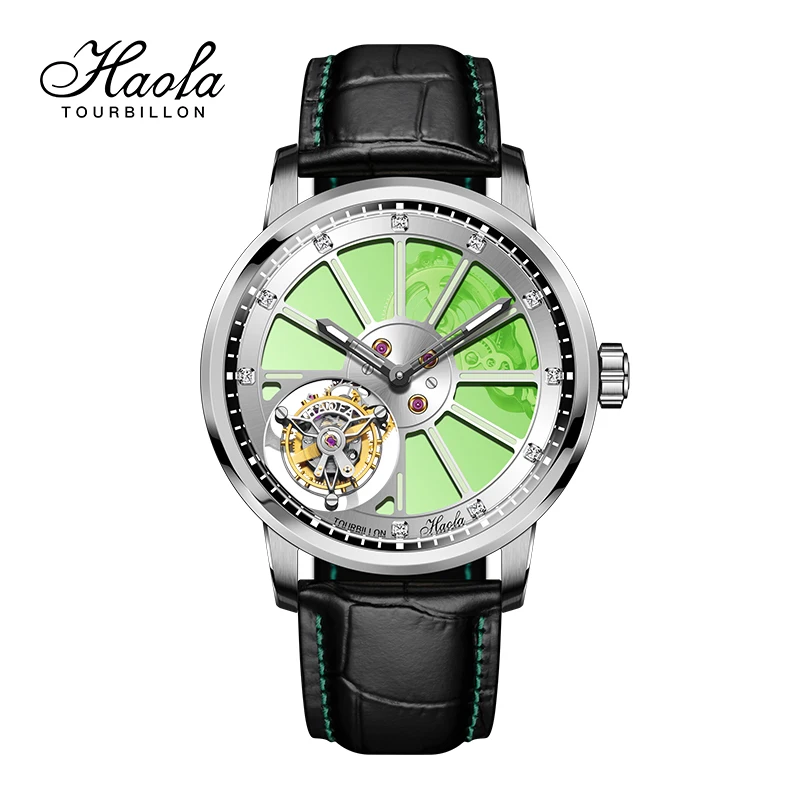 Haofa Double Skeleton Tourbillon Mechanical Watches for Men Manual Movement Color Sapphire Men Watch Luxury Casual Fashion 1925A