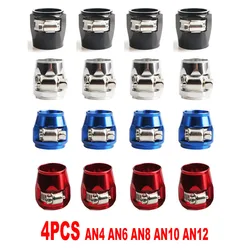 4Pcs Hose Clamps AN4 AN6 AN8 AN10 AN12 End Fuel Pipe Clip Oil Water Tube Aluminum Hose Fittings Clamps Connectors Hex Finishers