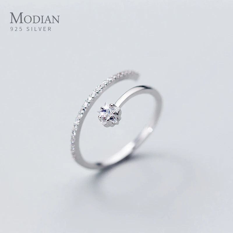 

Modian Twinkle AAA Zircon Pentagram Ring for Women Pure 925 Sterling Silver Fashion Wedding Free Size Ring Fine Jewelry Bijoux