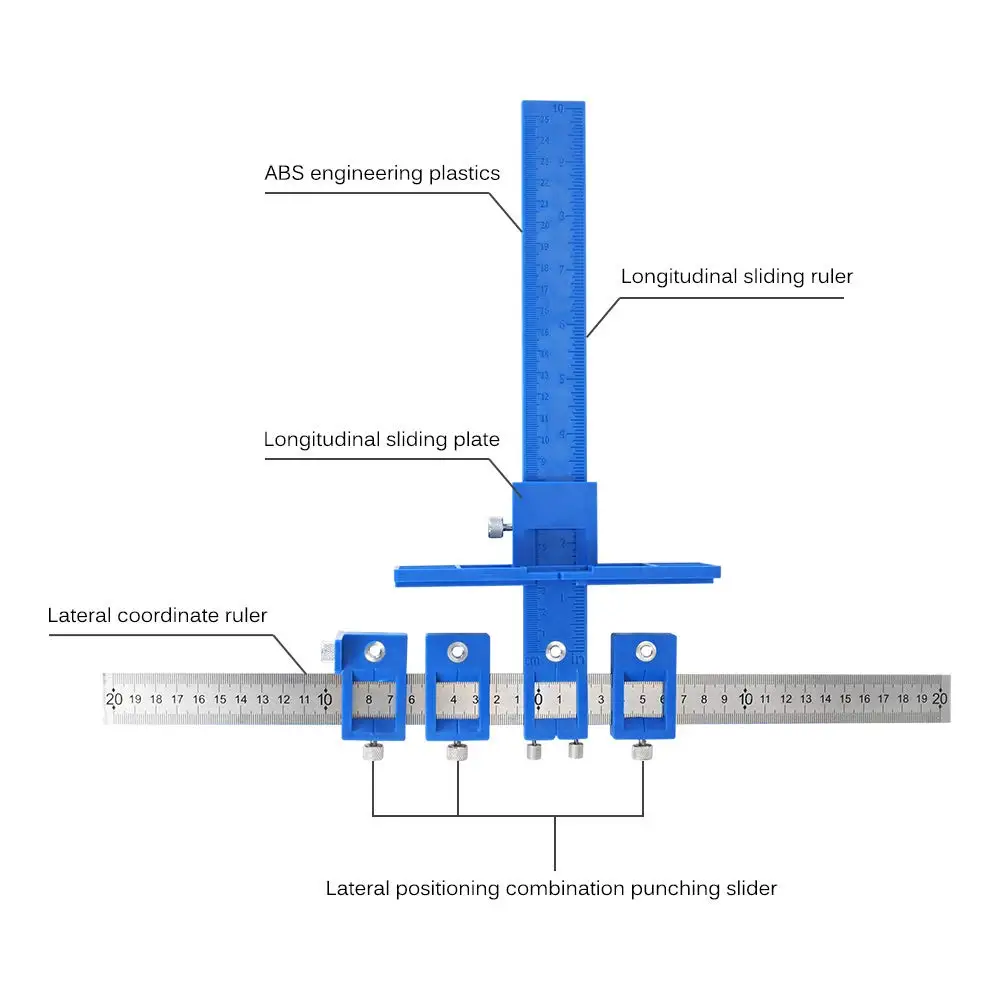 Detachable Hole Punch Locator Jig Tool Drill Guide Sleeve for Drawer Cabinet Hardware Dowel Wood Drilling Hole Punching Rule