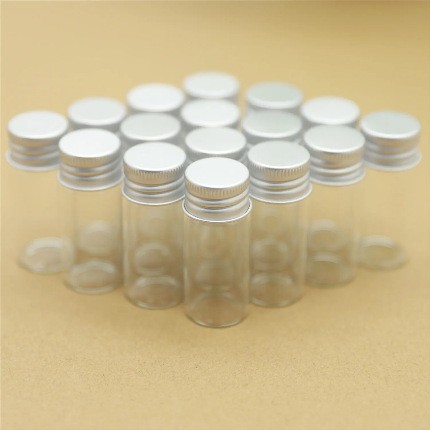 50pcs 22*50mm 10ml Tiny Glass Bottles Silver Screw Cap storage bottles & jar Glass Small Jars Mini Containers Vial Bottles