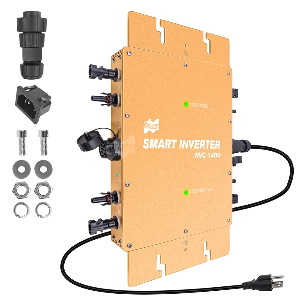 1400W 110V/220V, 2 MPPT, Outdoor Useable Solar Micro Inverter Grid-connected Pure Sine Wave Inverter IP65