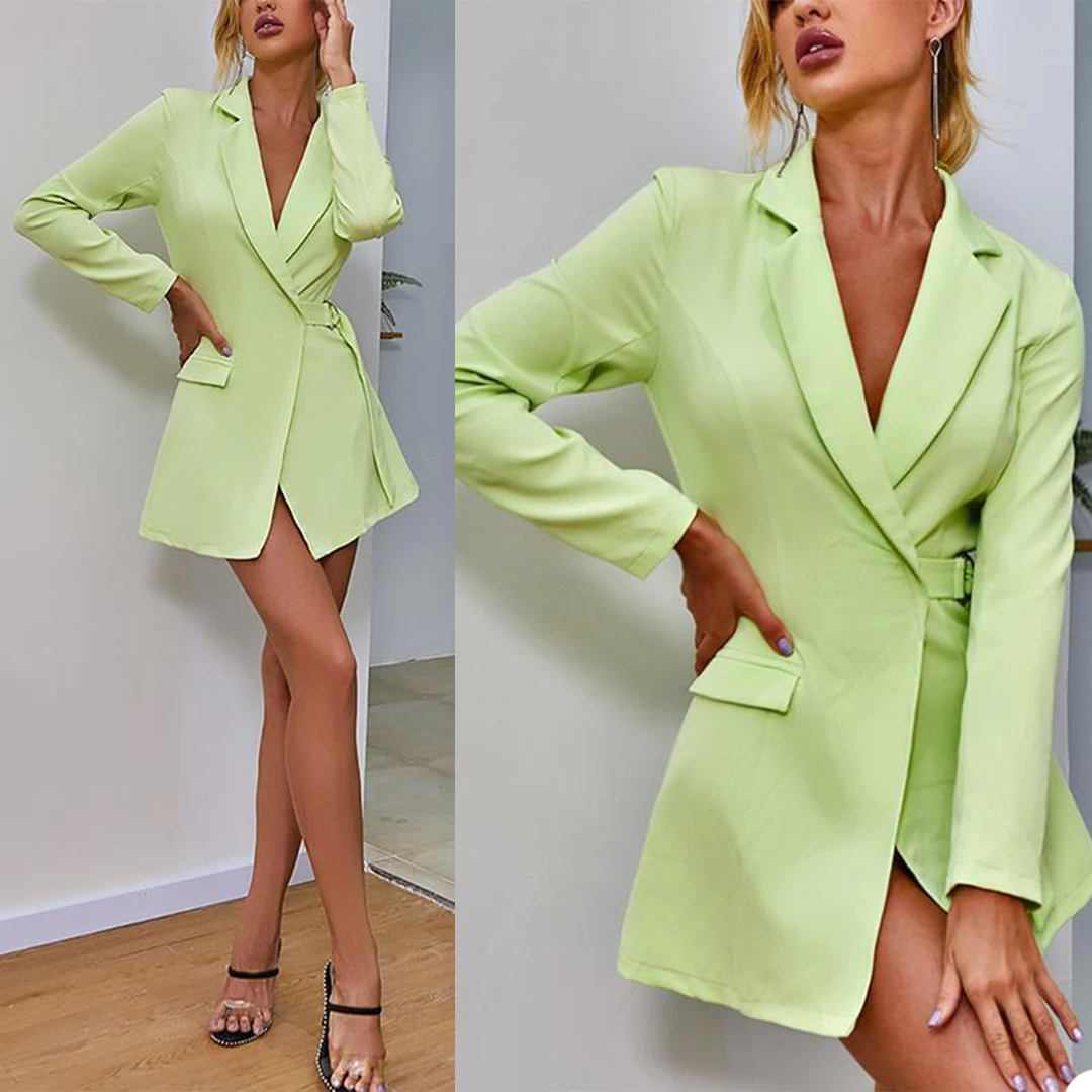 Sexy Chic Women Suits Summer New Designed Notched Lapel Coat With Belt Streetwear Casual Daily Slim Fit Fashion Jacket