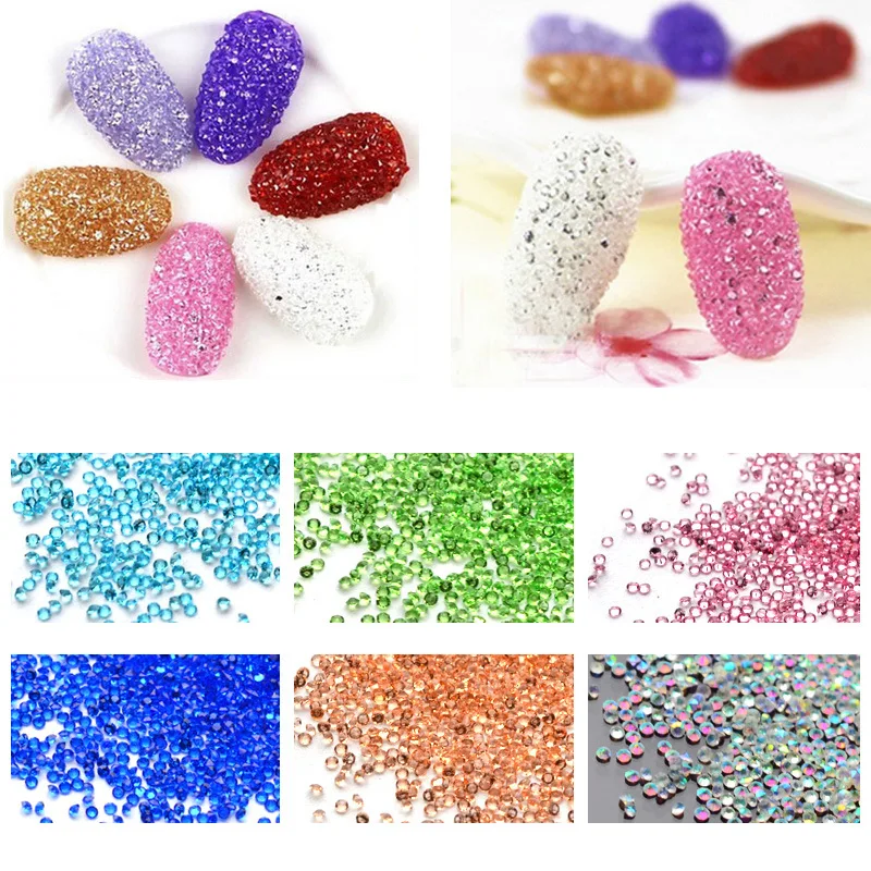 YANRUO MIX boyutları renkli 1440 adet kristal Pixie cam Rhinestones mikro manikür süslemeleri DIY tırnak sanat için küçük aksesuarlar