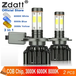 Zdatt-車のヘッドライト用電球,LED h7 h4 h11 h13 9008 9005 hb3 9006 hb4,100w 3000k 6000k,8000k,12v,自動車用ヘッドライト,自動車用