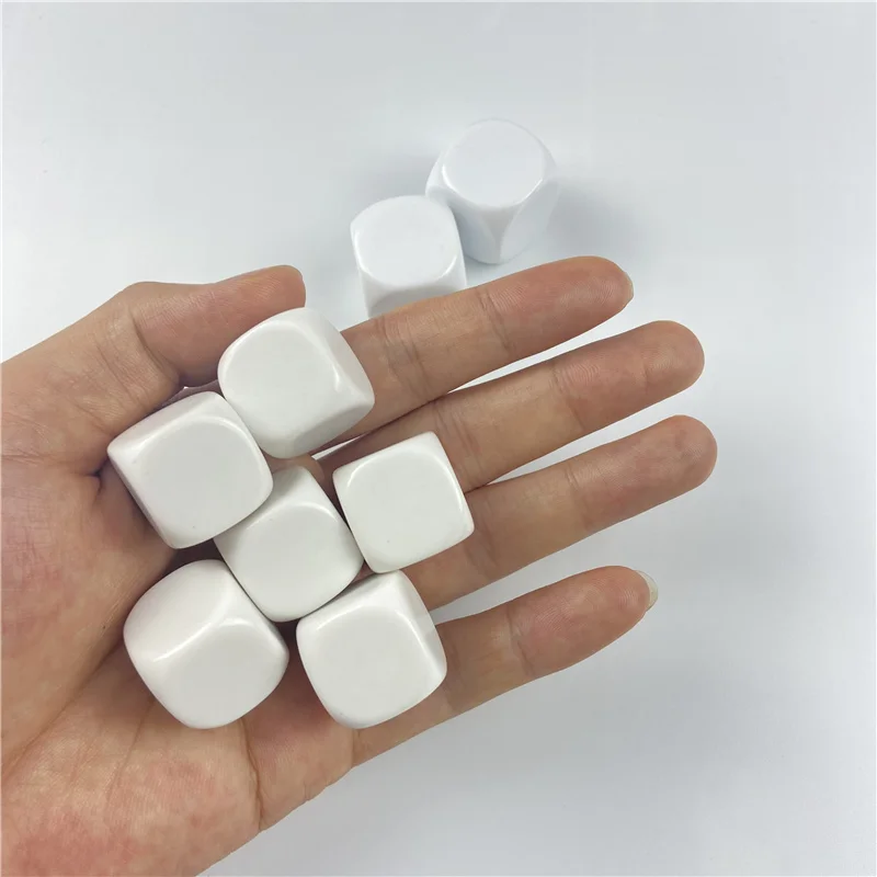 60pcs White 22/25/30mm Blank Dice Acrylic Rounded Board game Corner D6 Blank RPG Dice Write DIY Carving Children Teaching Dice