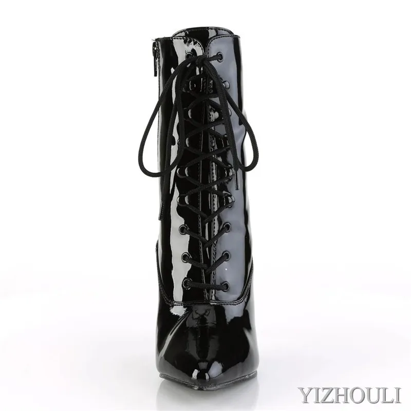 Sexy 12 cm pointed nightclub pole dancing ankle boots, women's high heels, modeling stage performance, dancing shoes