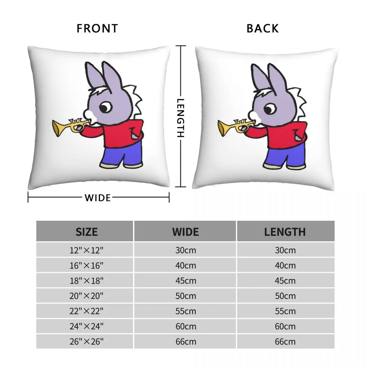 L\'âne Trotro Square Pillowcase Polyester Linen Velvet Creative Zip Decorative Pillow Case Car Cushion Cover Wholesale