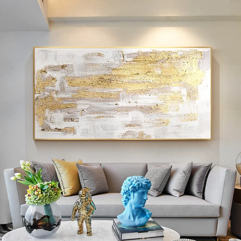 

Light Luxury Style Living Room Decorative Painting hand-painted Gold Leaf Painting Modern Abstract Art Paintings Between The Nor