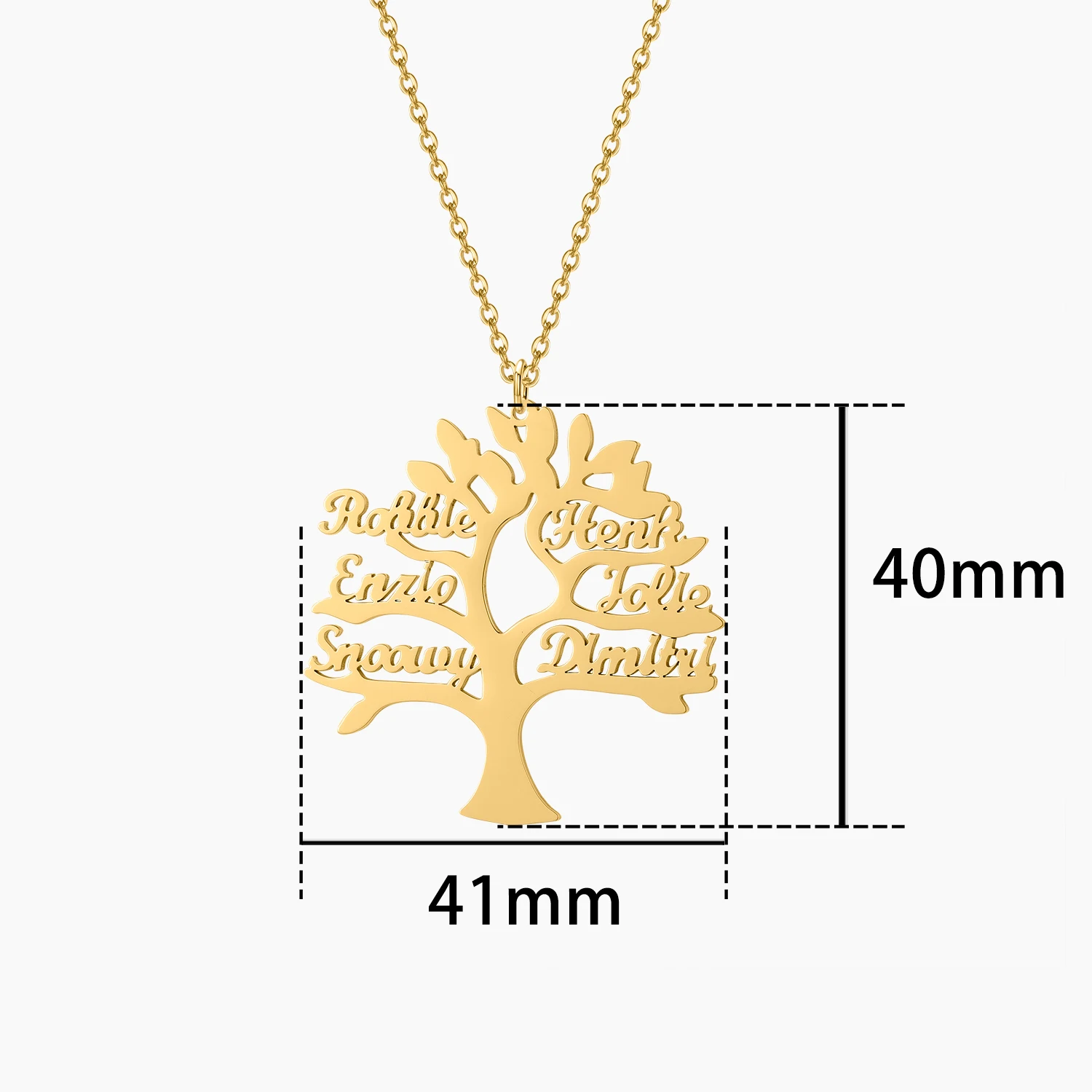 Qitian Custom Personalized Tree of Life Necklace With1-6 Names Stainless Steel Pendant Chain Family Jewelry Women Christmas Gift