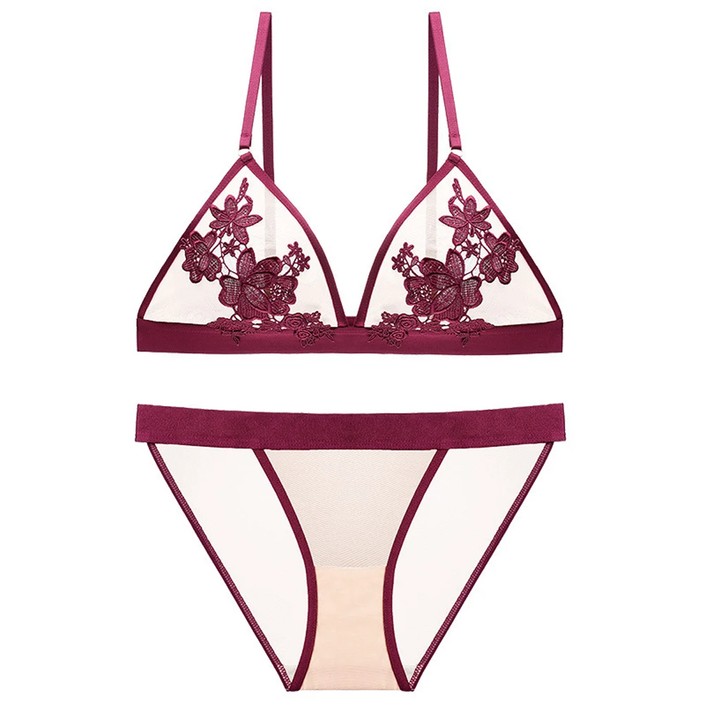 NHKDSASA Brand Sexy Lingerie Women's Underwear Set Push Up Transparent Bra Panty Comfortable Deep V Feminina Intimates Wholesale
