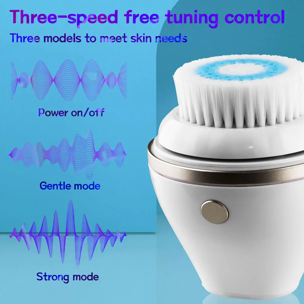 2IN1 Electric Face Cleanser Sonic Facial Cleansing Brush Soft Care Head Deep Pore Cleansing Head Washer Blackhead Acne Remover