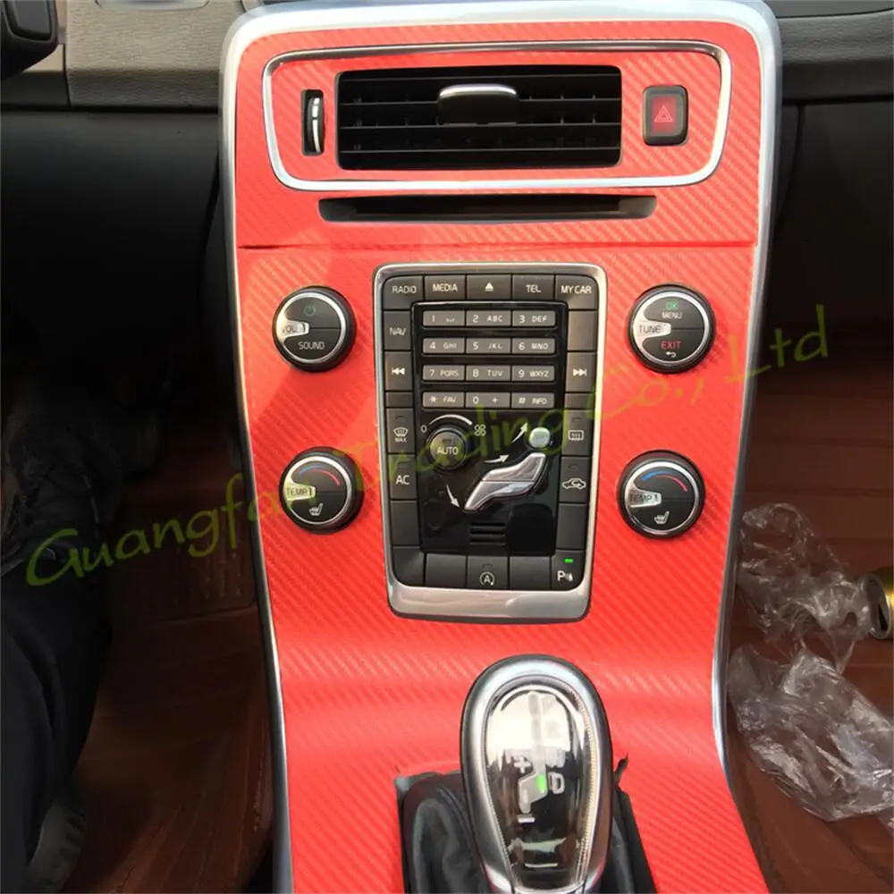 For Volvo S60 V60 Car-Styling 3D/5D Carbon Fiber Car Interior Center Console Color Molding Decorative Sticker Parts Accessories