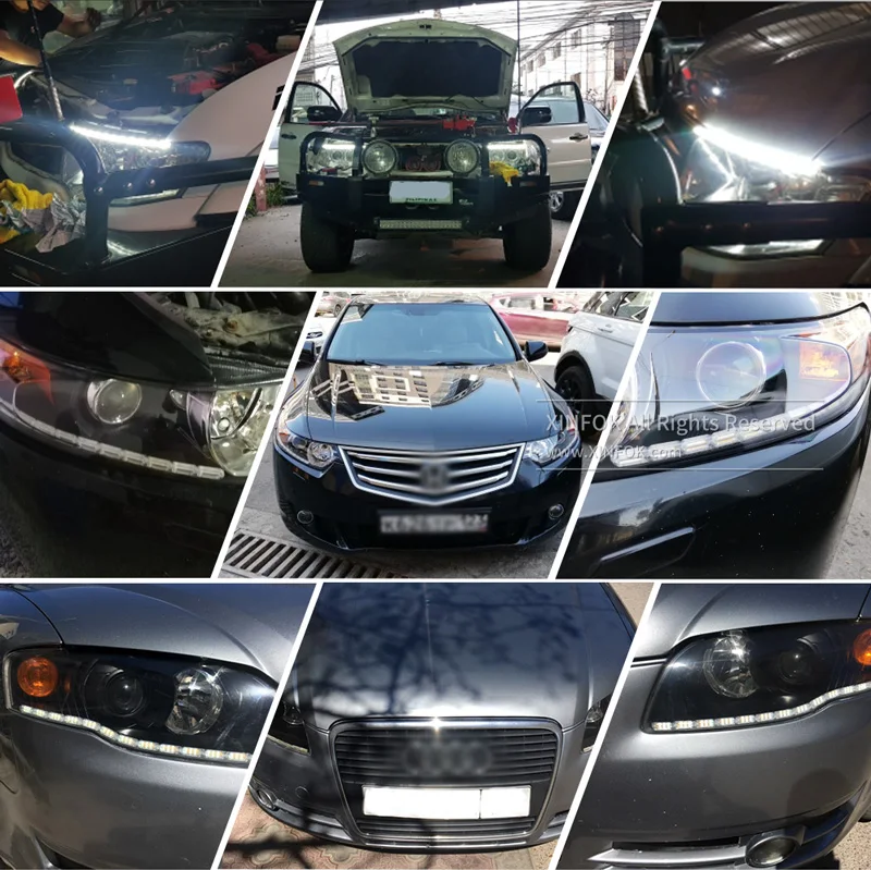 2PCS Waterproof Flexible LED Strips Lights New Arrival DRL Daytime Running Light of Sequential Flow Style Switchback headlights