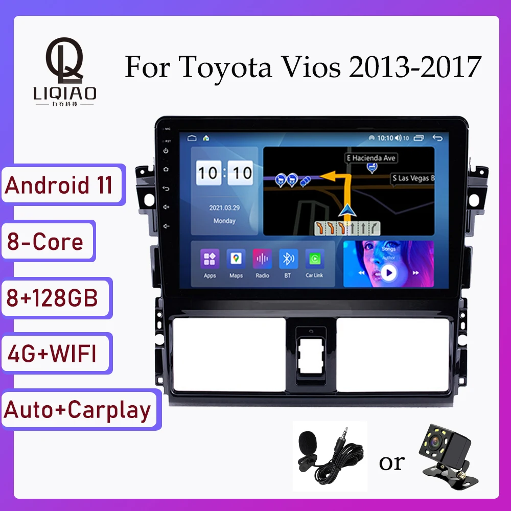 

10.1" IPS Full Touchscreen Car Radio for Toyota Vios Yaris 2013 2014 2015 2016 2017 Wireless Carplay GPS Navigation No 2 din DVD