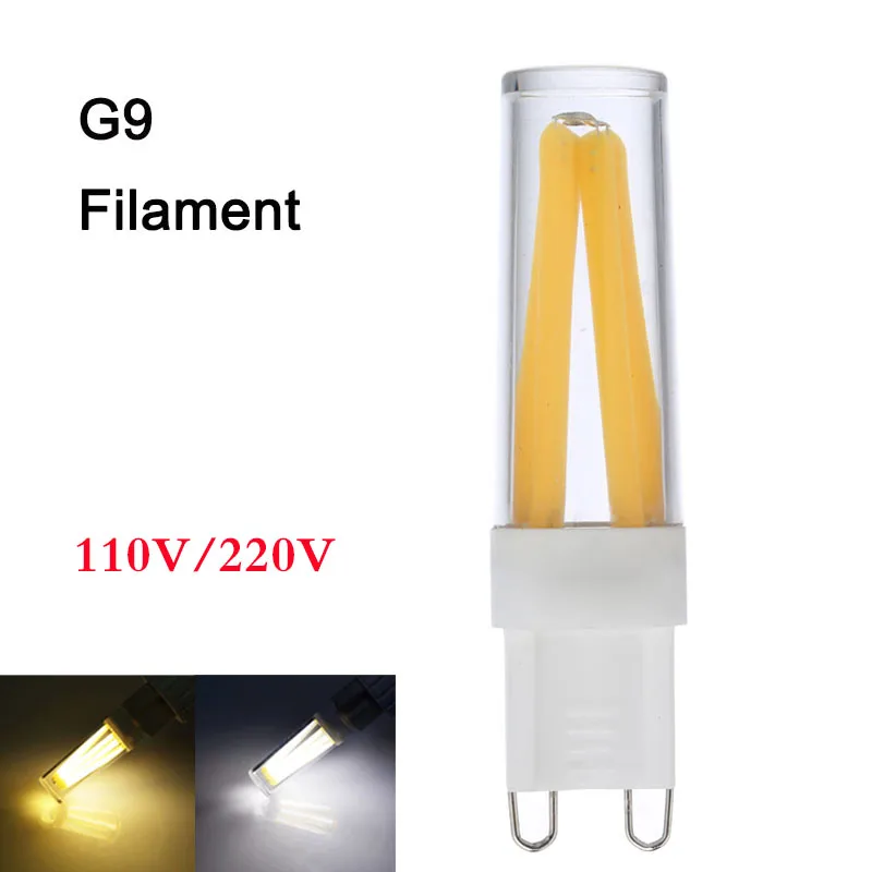 

Dimmable G9 LED Lamp 220V 110V Mini LED G9 Filament Bulb 4w 6W G9 Light Bulb High Quality Chandelier Lights Warm/Cold White