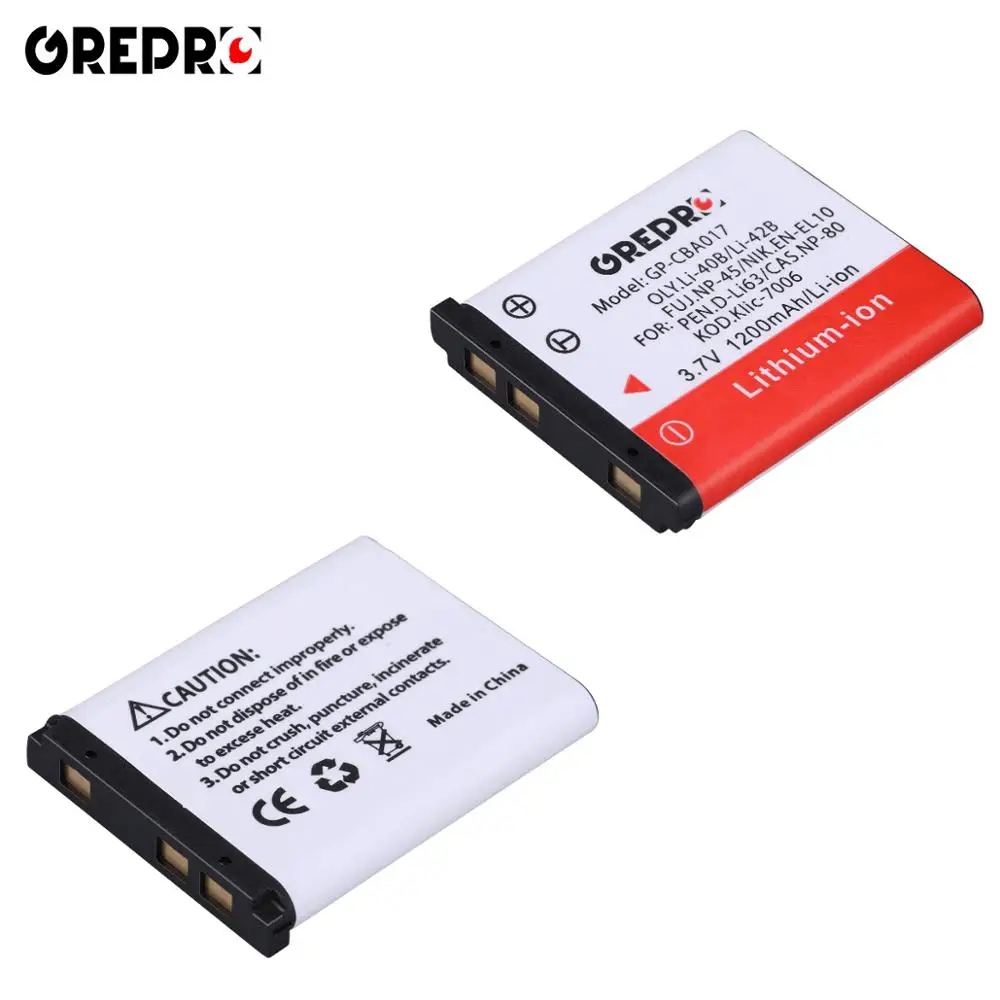 Batería de Li-40B de 1200mAh para Li-42B, para Olympus Li 40B Li 42B, EN-EL10, NIK.EN EL10, PE n.d-li63, FUJ.NP-45, KOD. CAS.NP-80