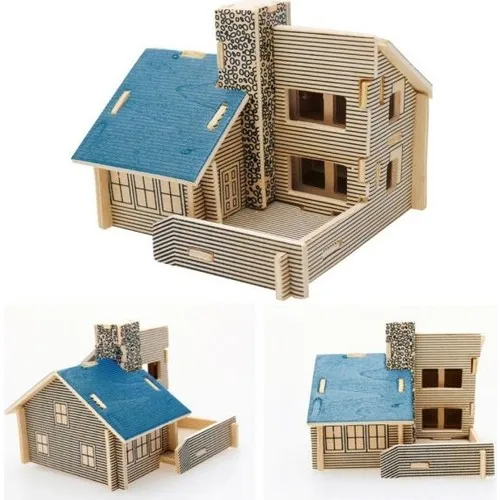 Rennway 3D Wooden Puzzle-Blue Home