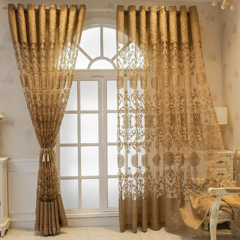 Európai Fényűzés Szürke Üreges jacquard curtains Nyárilak Arany- Kivétel nélküli Tüll Eleven szoba curtains számára Hálószoba ablum Sötétítőfüggöny cortinas