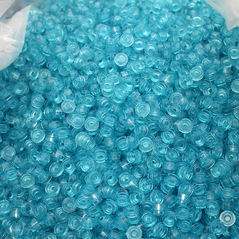 1000PCS Trans-Klar Blau Platte Runde 1x1 MOC Baustein Ziegel Platten Teile 6141 DIY Spielzeug kompatibel mit 30057 4073