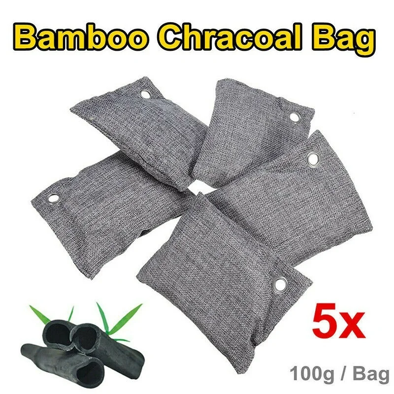 Bamboo Air Purifying Bag Natural Activated Charcoal Odor Absorber Freshener Remove Formaldehyde Gray