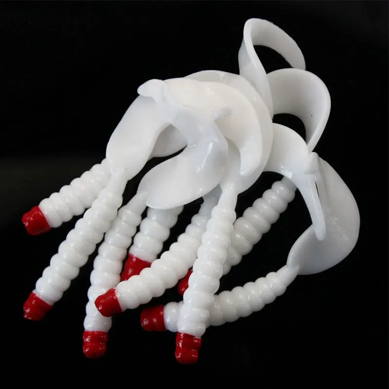 Angeln Weiche Köder Locken Rot Kopf Schraube Gewinde Lange Sichel Schwanz Grub 3,5 cm/5 cm/6,5 cm Künstliche Köder Lot 6 Stück – Detail 1