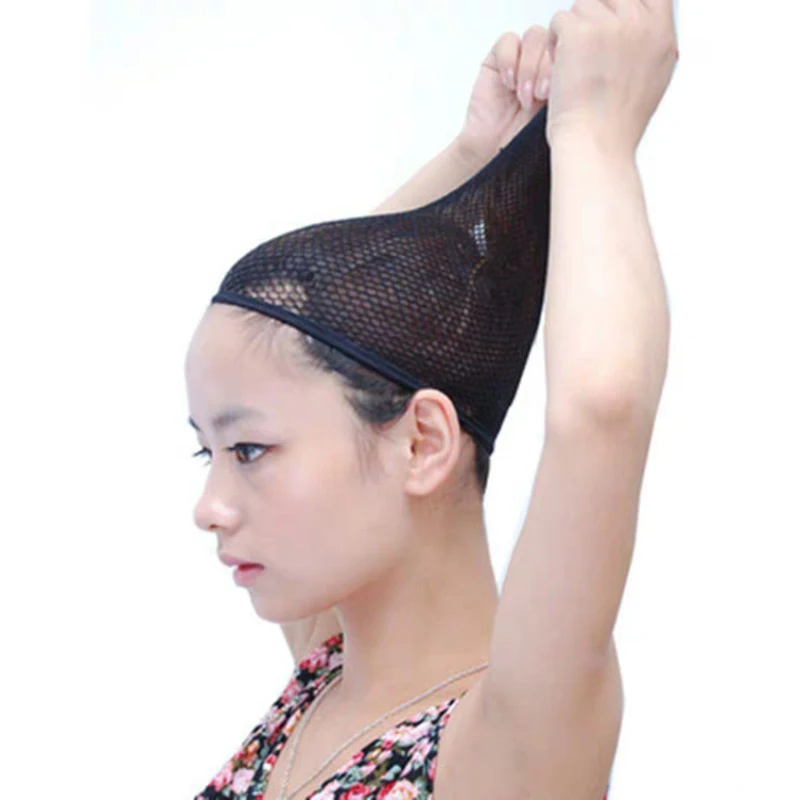 Großhandel Schwarz Snood Nylon Haarnetz Materialien Für Perücken Machen Streching Gummibänder Mesh Cap Für Frauen Perücke Liner Zubehör – Detail 2