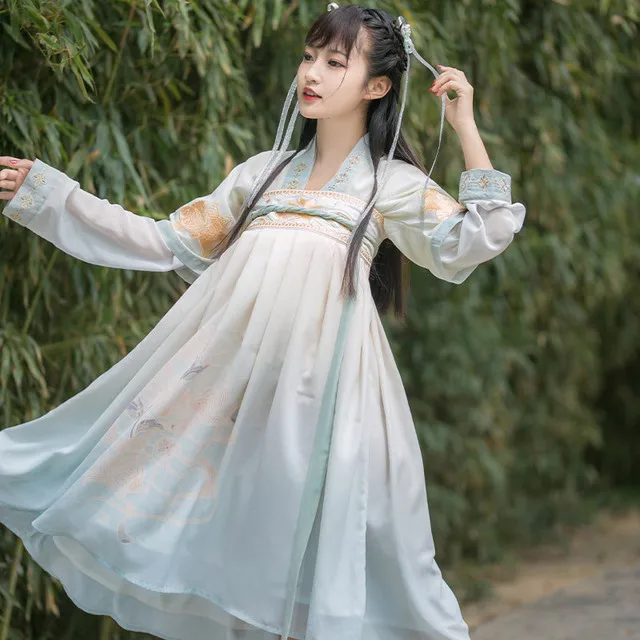 

Traditional Chinese Women Hanfu Fairy Dress Embroidery Orient Tang Dynesty Cosplay Costume Princess Stage Dance Festival Outfit