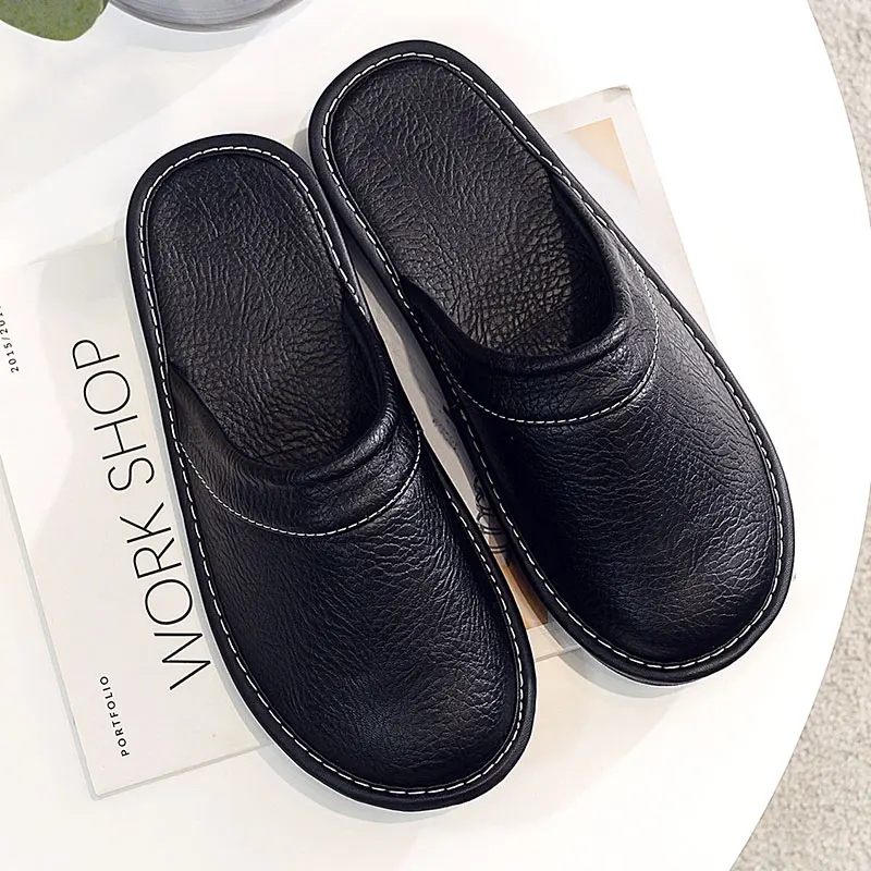 Plus Size 47 48 Men's Autumn Home Shoes Unisex Leather Slippers Comfort Indoor Slippers Men Indoor Shoes Flat Slippers