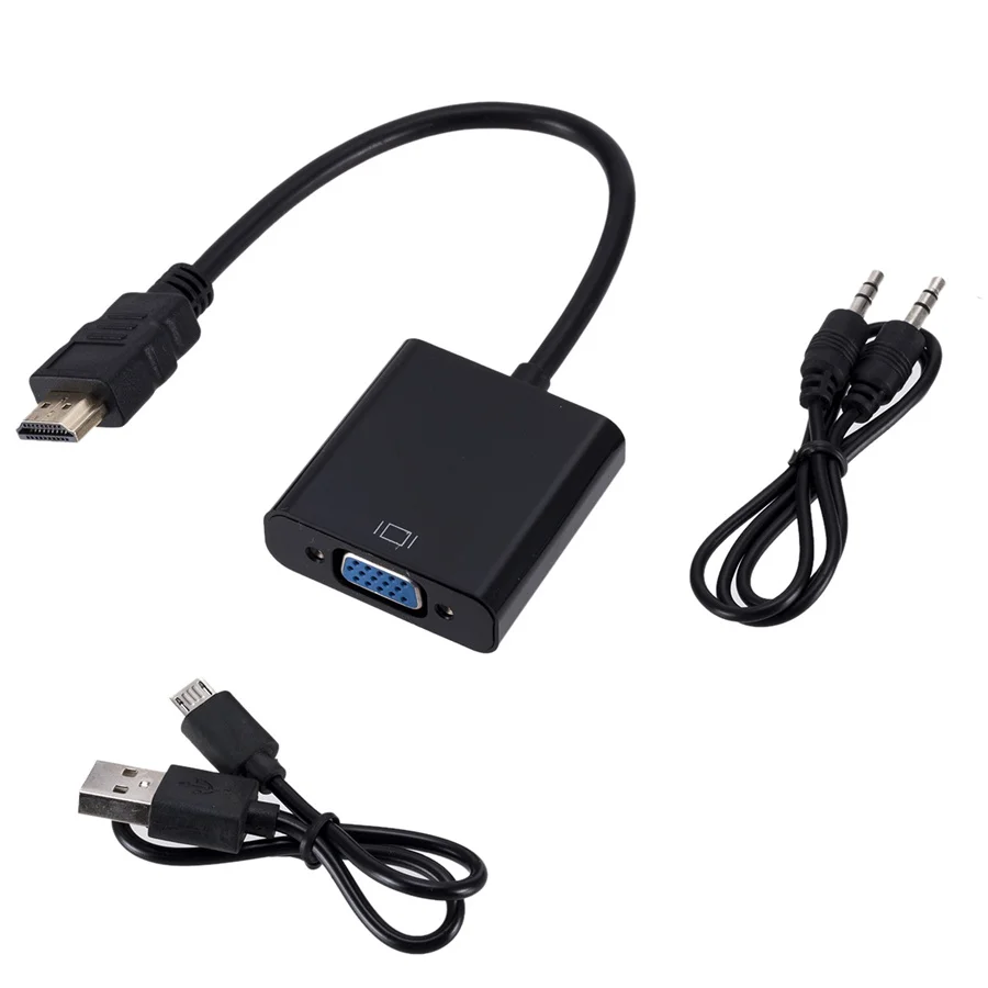 HDMI-vgaアダプターケーブル,オスからメスへのコンバーター,1080p,vga,pc,ラップトップ,TV用の3.5個のUSB出力