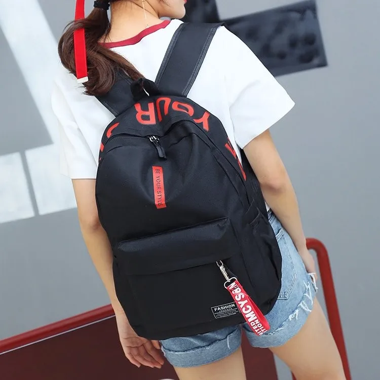 Men\'s and women\'s fashion backpack backpack large capacity Korean campus canvas double back backpack  canvas backpack