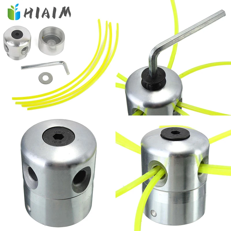 HIAIM Aluminum Grass Trimmer Head With 4 Lines Brush Cutter Head Lawn Mower Cutting Line Head Trimmer Replacement Tool Part AA