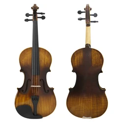 4/4 Solid Wood Acoustic Violin Fiddle With Bow Case Stringed Instrument Retro Bright Violin Beginner Students Musical Gift