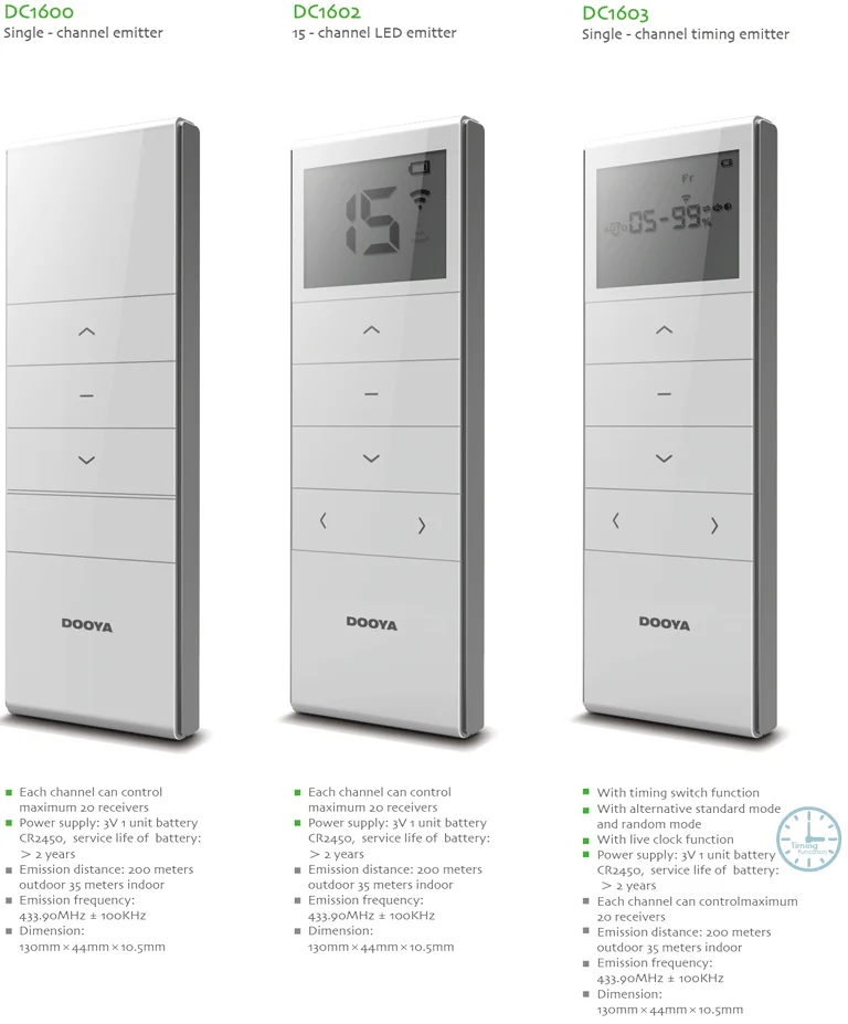 الأصلي Dooya DC1602 15 قنوات التحكم عن بعد 433MHz اللاسلكية باعث ل محرك كهربائي للستائر ستائر دوارة مزودة بمحرك