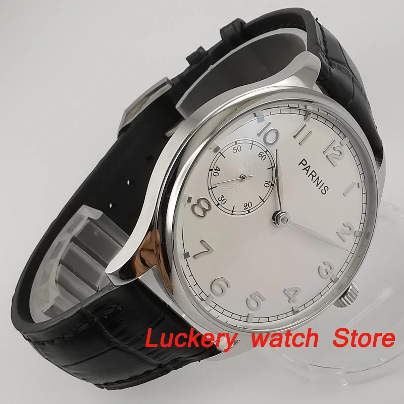 Parnis 44mm Manual mechanical watch 17 jewels 6497 hand winding movement