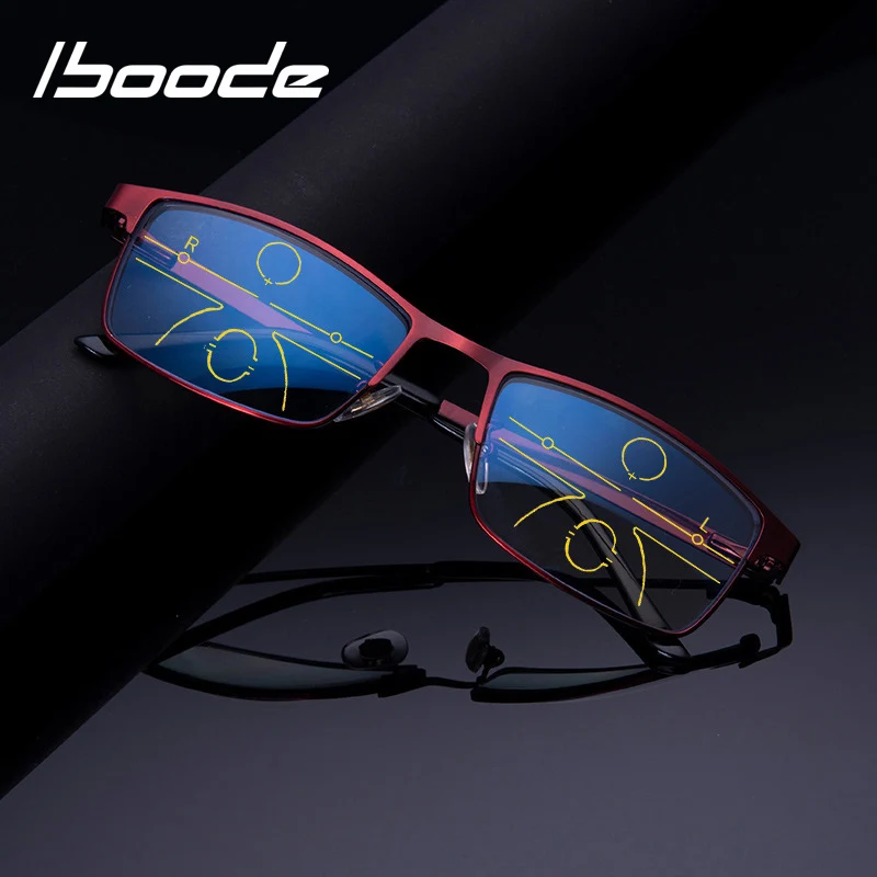 iboode multi-focus Reading Glasses Men Women Anti Blue Light HD Lens Glasses With Hyperoia Presbyopia Multifunction Eyewear +1.5