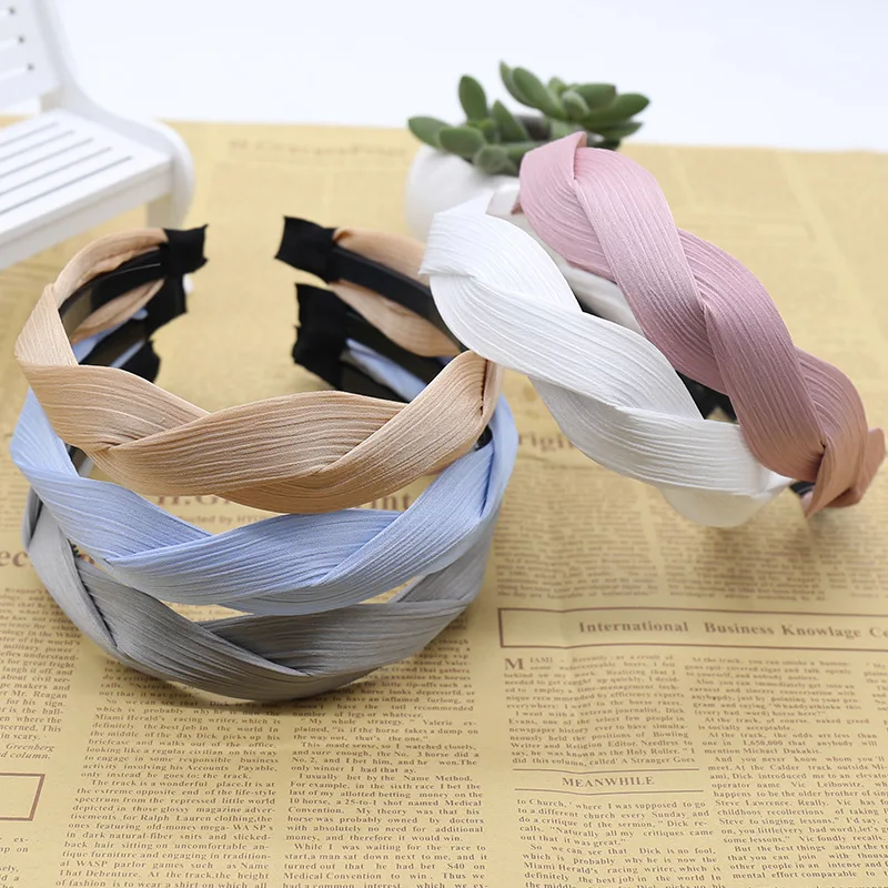 Weaving Winding Cross Hairband Fashion Wide Bezel Headband For Women Girl Hair Hoop Hair Accessories Simple Headwear